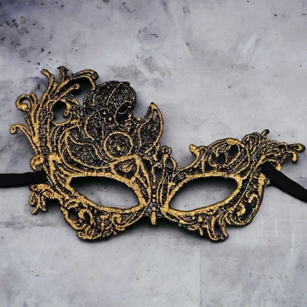 Stunning Gold Lace Masquerade Mask - Handcrafted for Mardi Gras & Parties! NEW